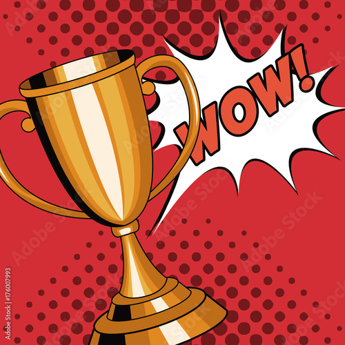 Trophy cup pop art cartoon vector illustration graphic