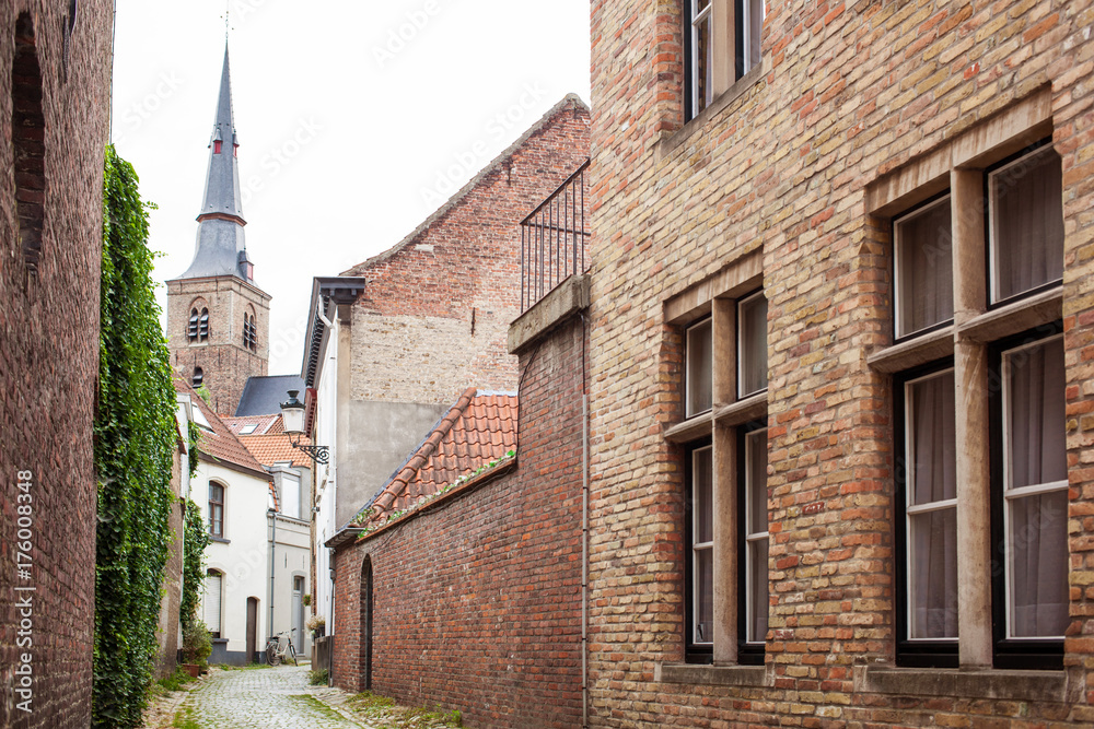Old street in Bruges, Belgium