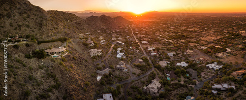 sunset over Arizona valley photo