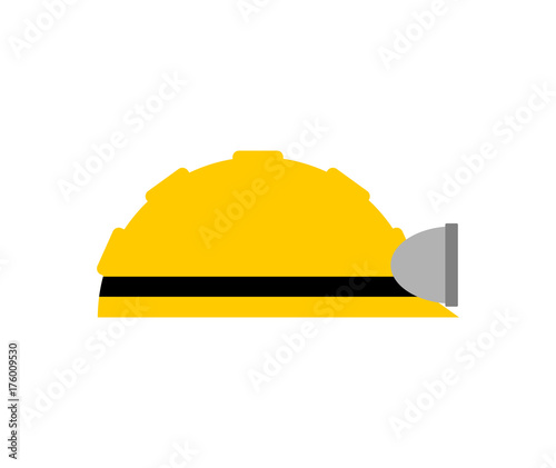 Meiner helmet isolated. Working yellow helmet. Vector illustration