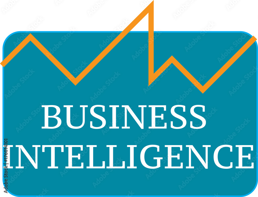 Business intelligence word text logo Illustration. BI analysis concept isolated flat vector. Transparent.