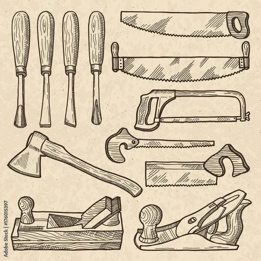 Carpentry woodwork industry carpenter with tools Vector Image