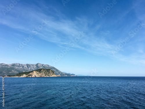 Natural landscape sea and sky mountain background. Montenegro, Budva. © Alyosha