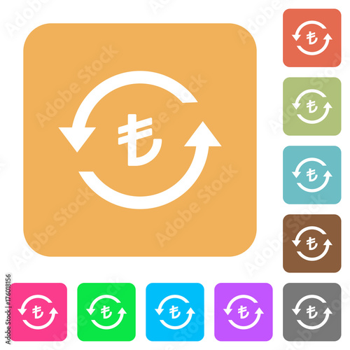 Lira pay back guarantee sticker rounded square flat icons