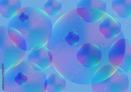 Transparent colored balls on a blue background. Vector illustration. eps 10