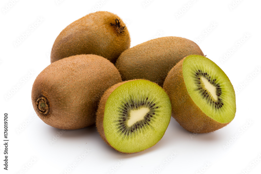 Kiwi fruit and sliced isolated on white background. Kiwi fruit and sliced isolated on white background.