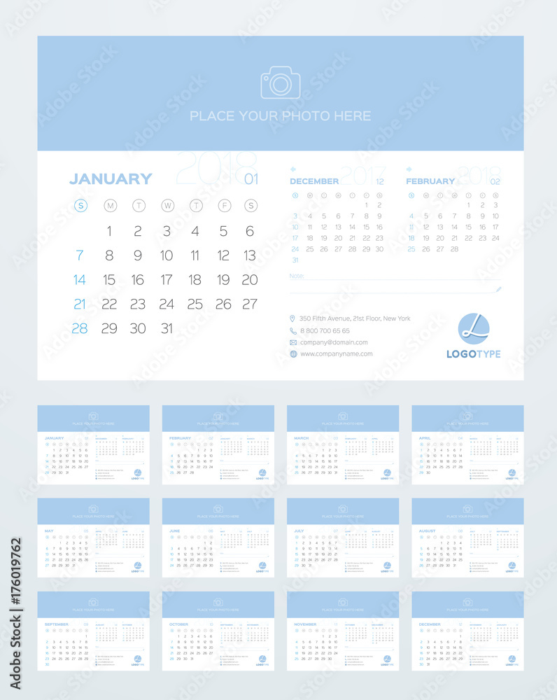 Calendar Template for 2018 Year Calendar Template for 2018 Year