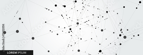 Abstract connection structure on banner template. Vector science and technology background