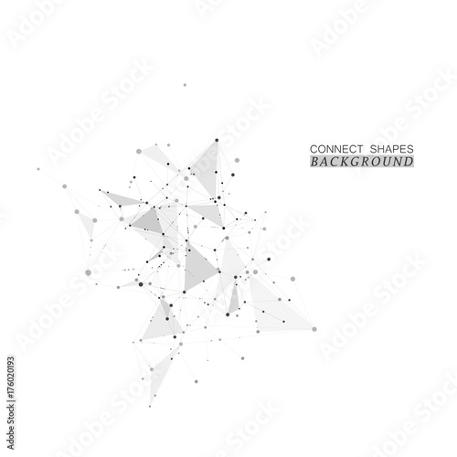 Abstract science background with connected dots and lines, molecular artificial neural network concept vector illustration