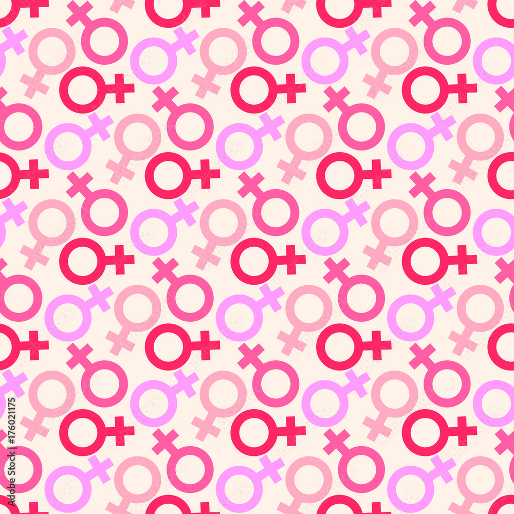 Seamless pattern of  female icon, venus symbol