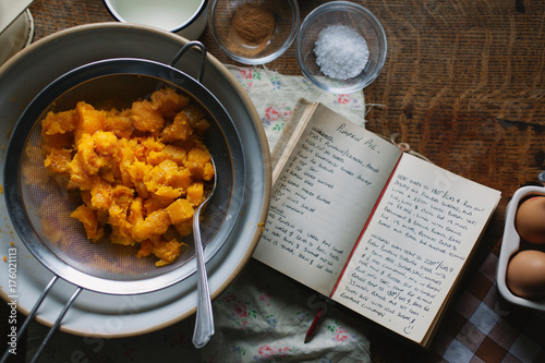 Making pumpkin pie. photo