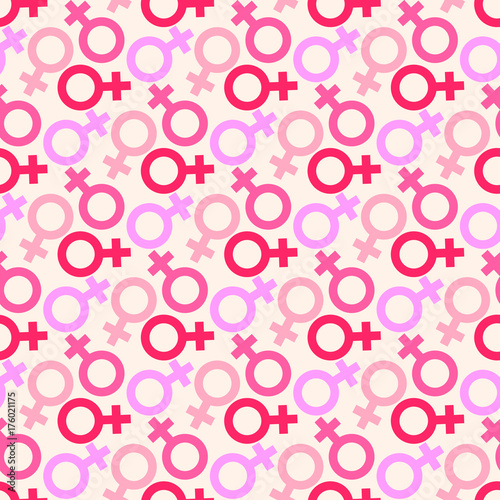 Seamless pattern of female icon, venus symbol