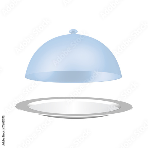 Hand holding dish isolated on white background