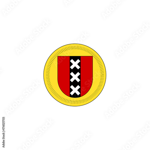 Red shield with black pale and three crosses - flat line coat of