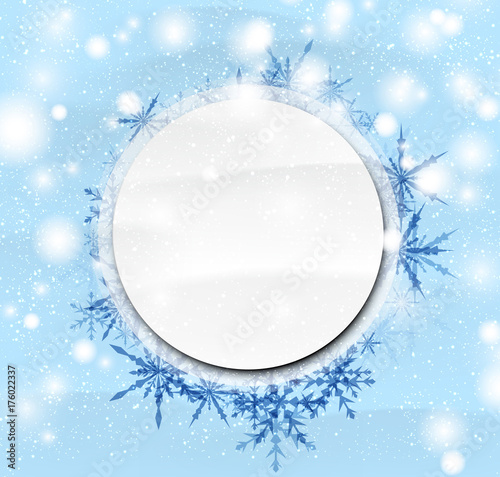Blue winter background with snowflakes.