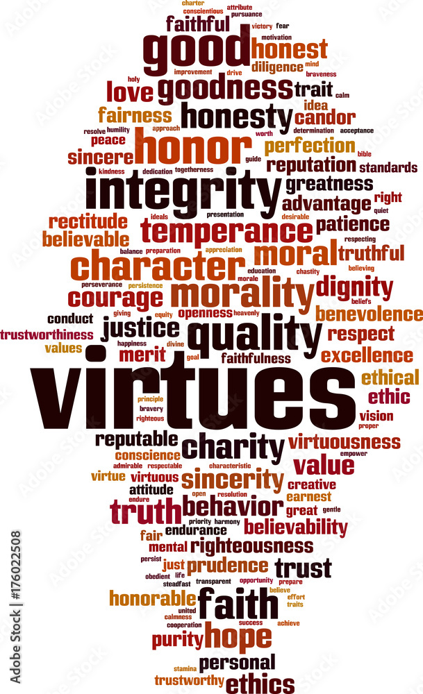 Obraz premium Virtues word cloud