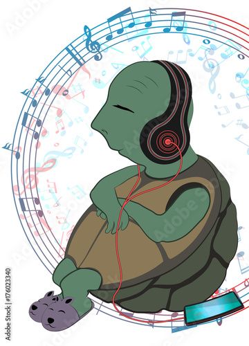 Turtle dreaming with music