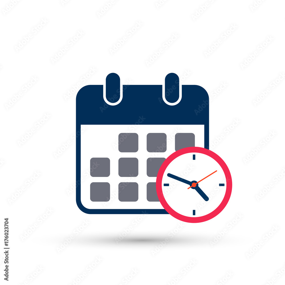 Calendar and Clock reminder icon. Vector isolated illustration Calendar and Clock reminder icon. Vector isolated illustration