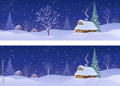 Rural winter night banners
