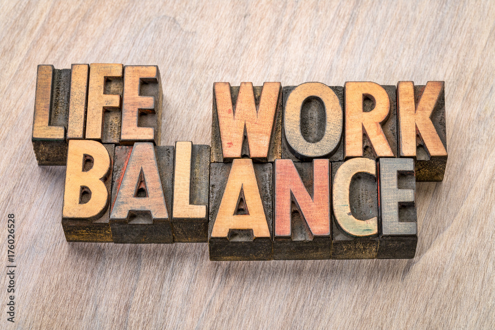 Fototapeta premium life work balance word abstract in wood type