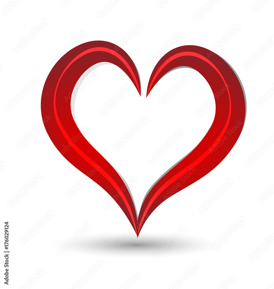 Red heart with swoosh lines, on white background, icon vector Red heart with swoosh lines, on white background, icon vector