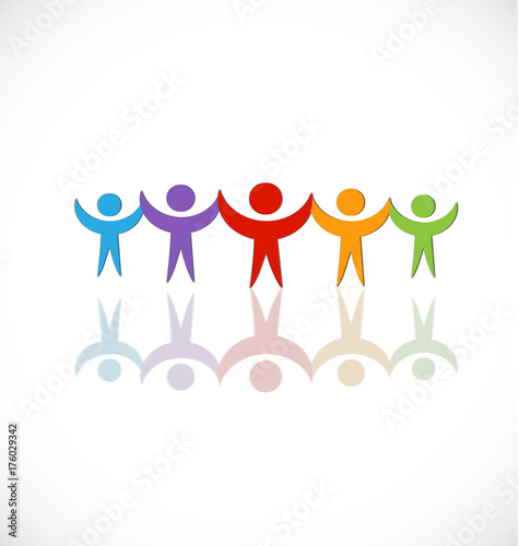 Teamwork people succeeding, icon vector