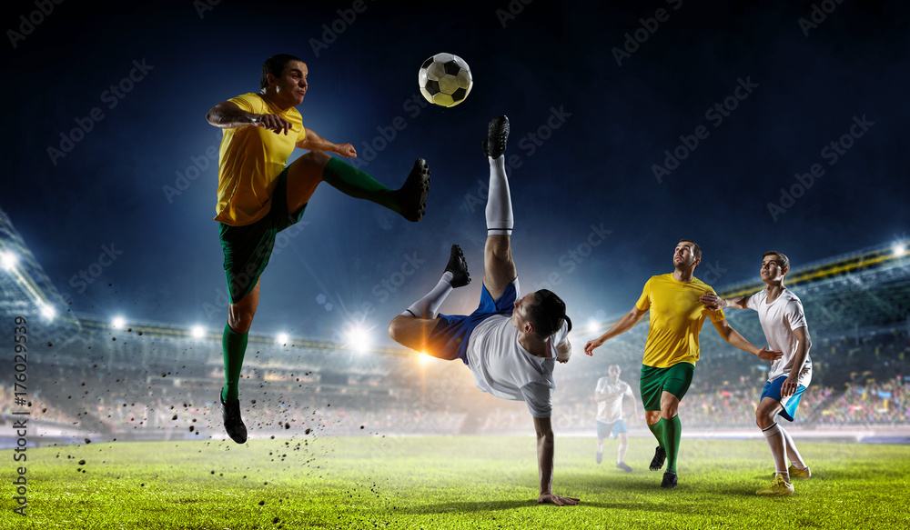Naklejka premium Soccer best moments. Mixed media