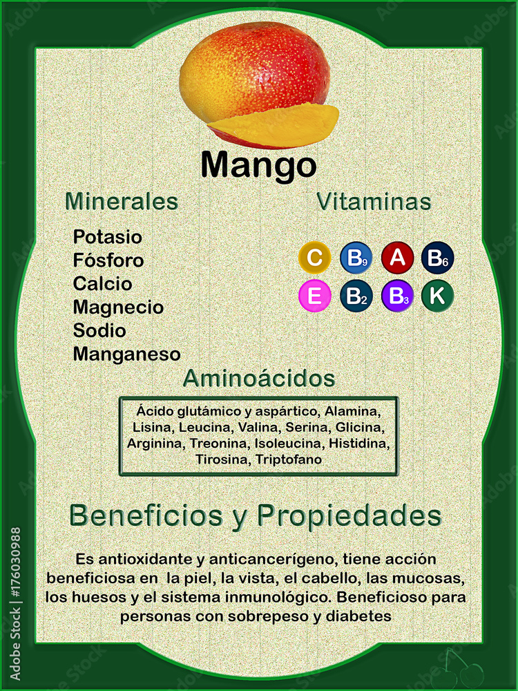 El mango y sus beneficios para la salud ilustração do Stock