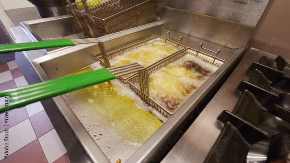 deep frying in hot oil