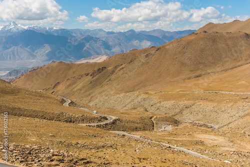 road trip at Himalaya mountains background from leh lardakh india