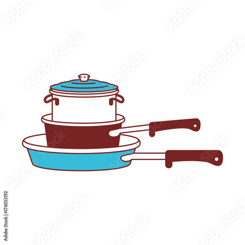 stewpan and cooking pot stack color sections silhouette