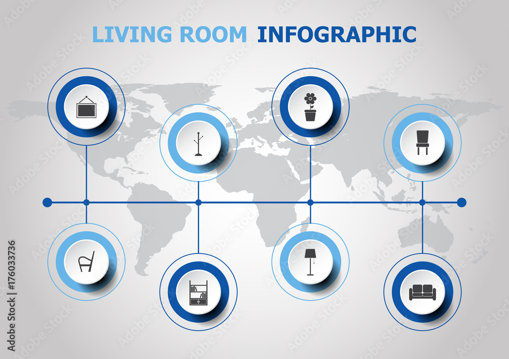 Infographic design with living room icons Infographic design with living room icons
