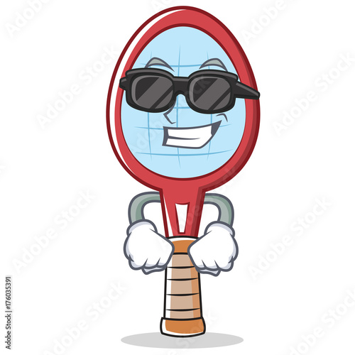 Super cool tennis racket character cartoon