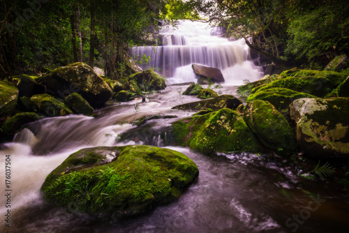 Phon Phop waterfall in rain season at Phu Kradueng National Park  Loei  Thailand