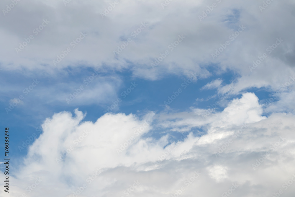 A group of fluffy white clouds and cloudy sky. A group of fluffy white clouds and cloudy sky.