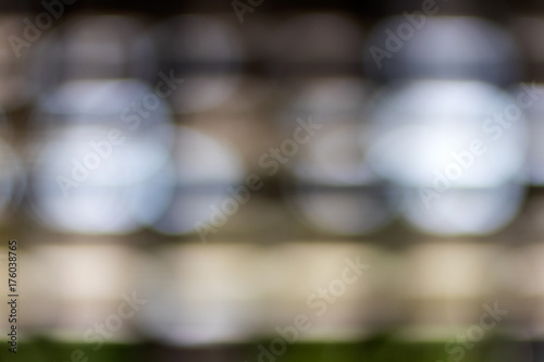 Bokeh light round with wooden fence.