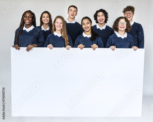 Diverse group of teenagers shoot