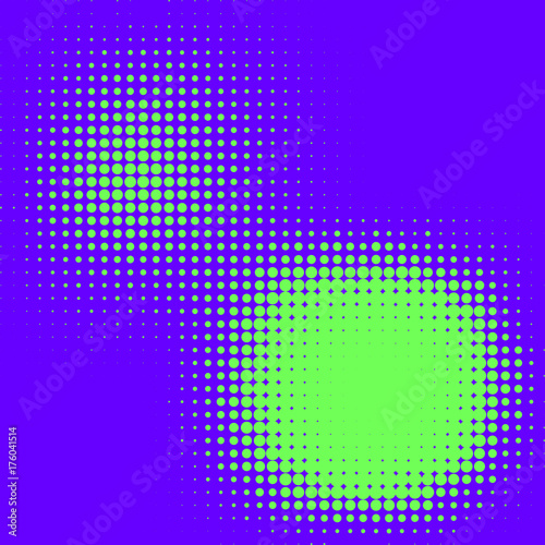 Blue and lime green color halftone vector background. Vibrant color halftone tile.