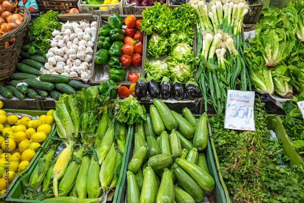 Great choice of vegetables for sale at a market in Valparaiso, Chile