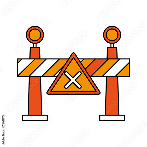 roadblock road sign icon image vector illustration design
