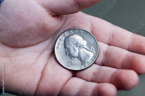 American coin in hand