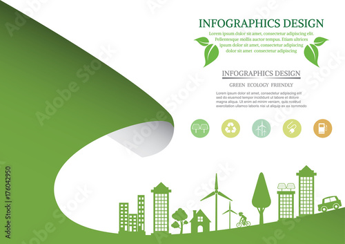 Ecology connection  concept background . Vector infographic illustration