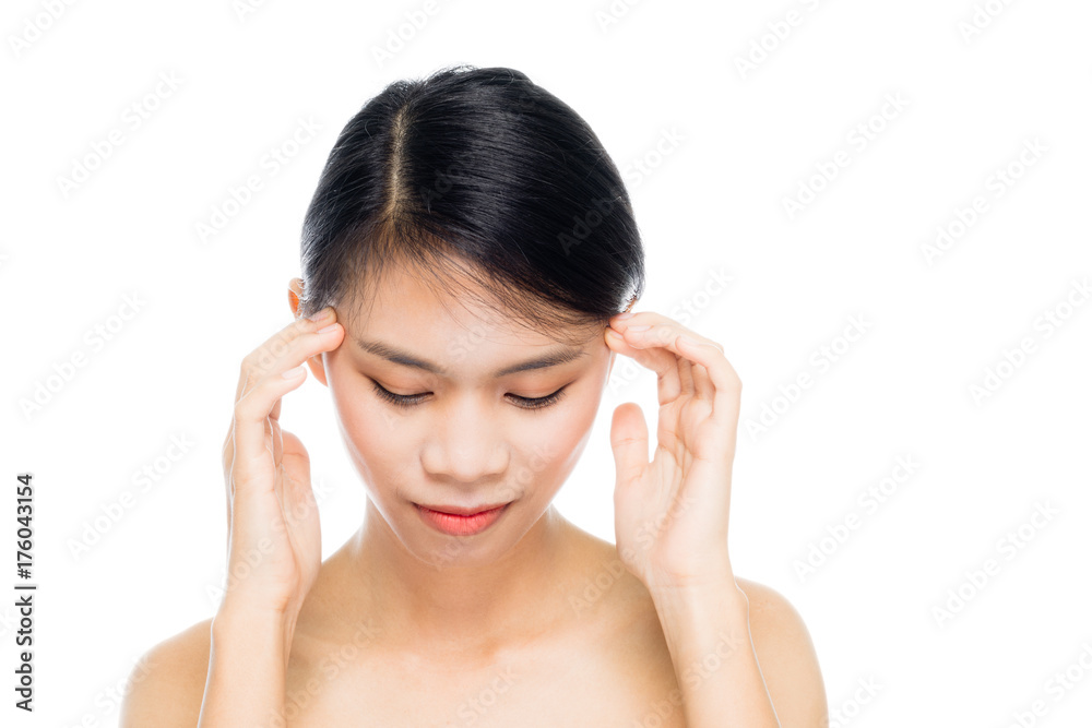 Beautiful woman face close up portrait studio on white background Beautiful woman face close up portrait studio on white background