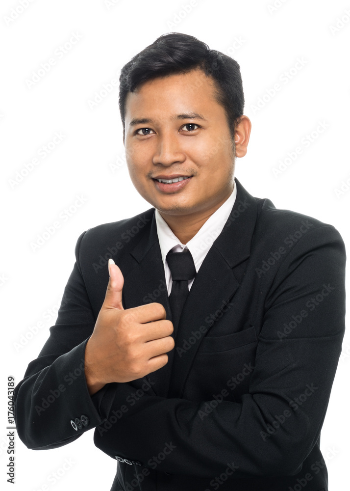Portrait of a businessman showing thumbs up. Isolated on white background Portrait of a businessman showing thumbs up. Isolated on white background