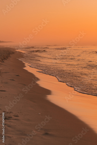 Waving sea during sunset