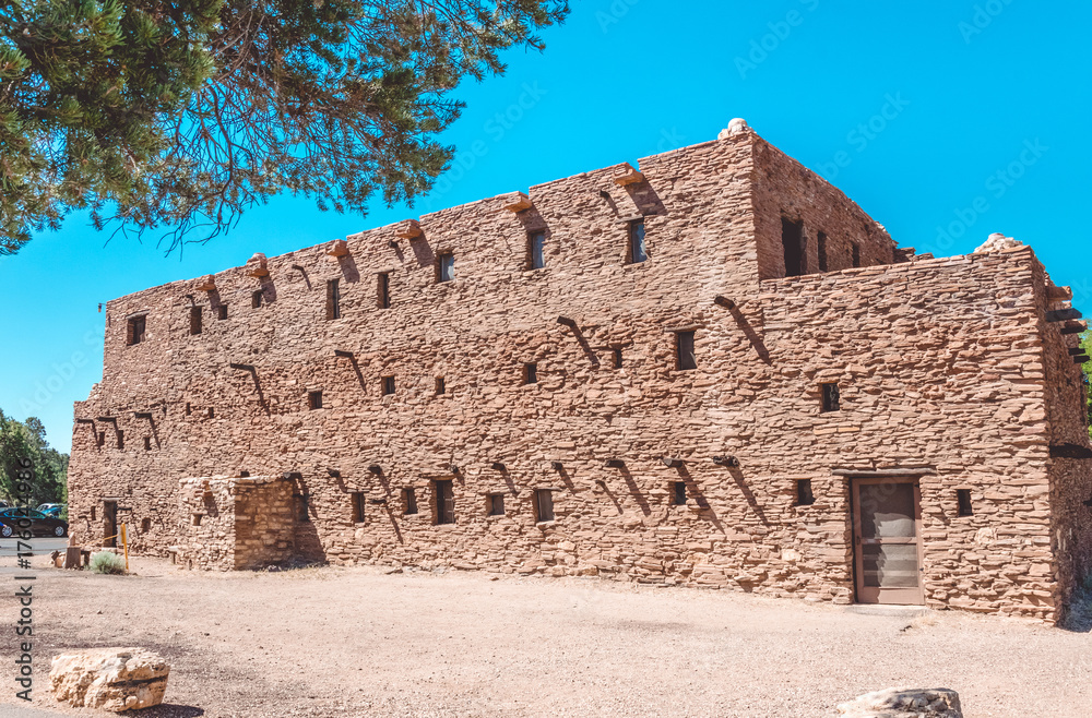 Building of the ancient Indians of the Hopi tribe. Attractions Grand Canyon  Village and Grand Canyon National Park Stock Photo | Adobe Stock
