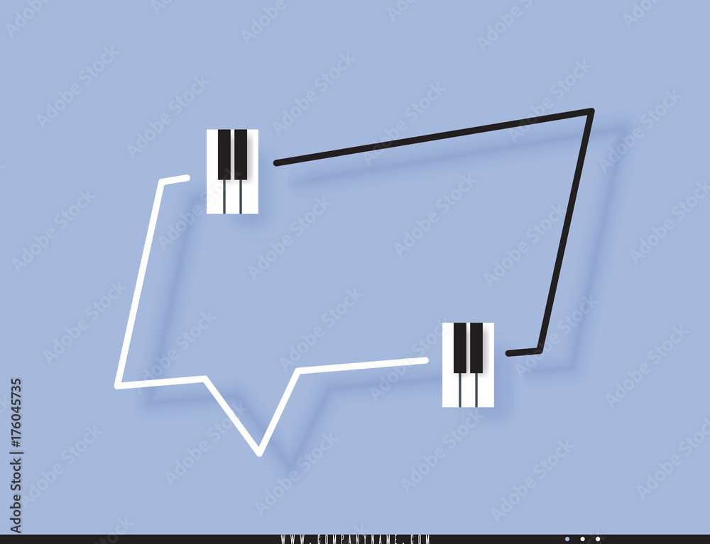 Musical quote in a frame. Creative quotation in the form of piano keys. Element of the piano keyboard. Modern design elements for classical music. Isolated on a lilac background. Vector Musical quote in a frame. Creative quotation in the form of piano keys. Element of the piano keyboard. Modern design elements for classical music. Isolated on a lilac background. Vector