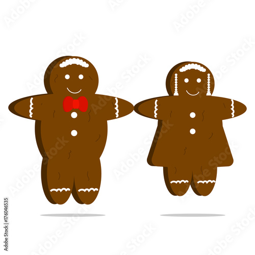 Vector gingerbread men and woman set of cookies 