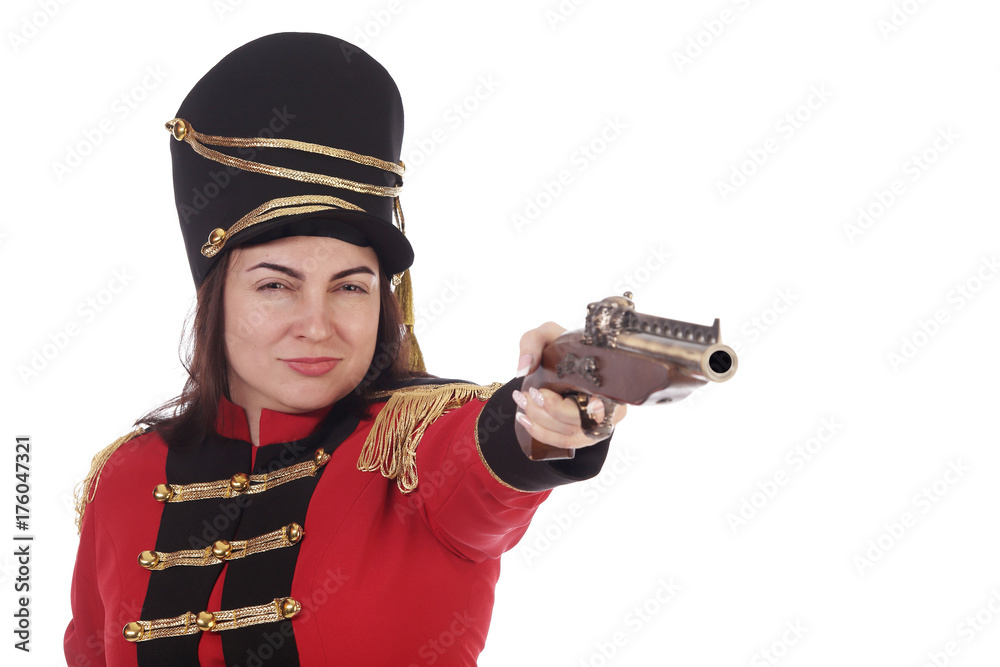 Pretty girl in the costume of a hussar Pretty girl in the costume of a hussar