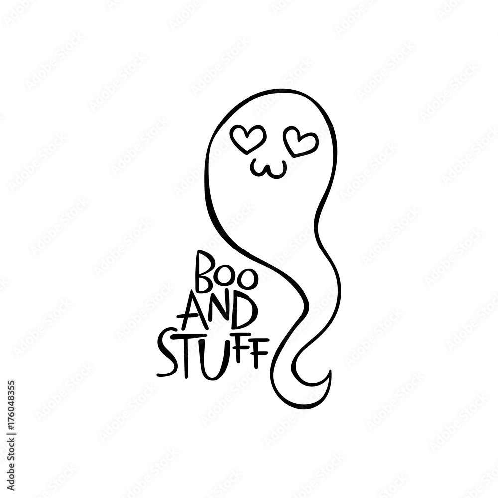 Boo and stuff. Ghost. Isolated vector object on white background. Boo and stuff. Ghost. Isolated vector object on white background.